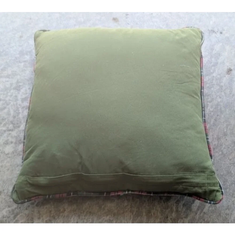Pier One Imports Christmas Plaid Reindeer Tossed Pillow 17 X 17